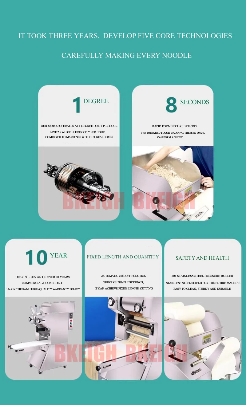 Description Picture 5 of itemElectric Noodle Making Machine Pasta Maker Dough Sheeter Stainless Steel Roller Noodle Cutting Machine