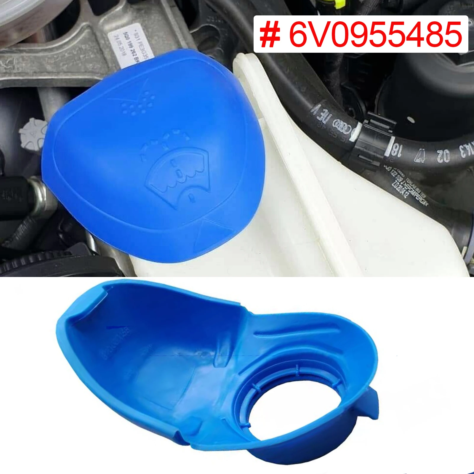 Amavoler 2-PC Windshield Washer Fluid Cap - Replacement Reservoir Tank Cover For Porsche Cayenne 2015-2016, OEM# 3Q0955455