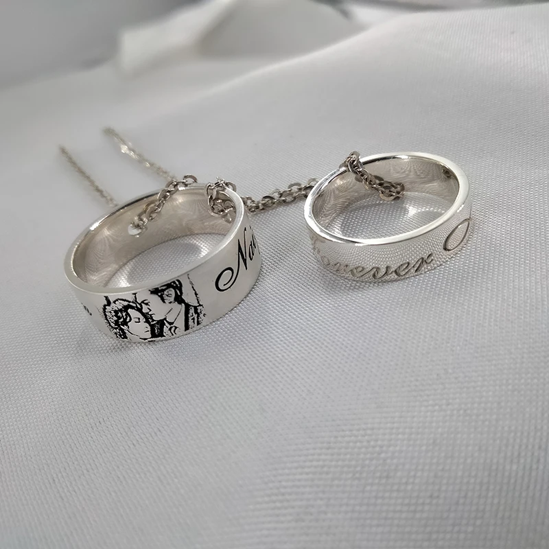 

Парное кольцо на заказ, ожерелье с гравировкой букв, кольцо с подвеской, ожерелье с двойным кольцом, настоящая подвеска S925, ювелирные изделия