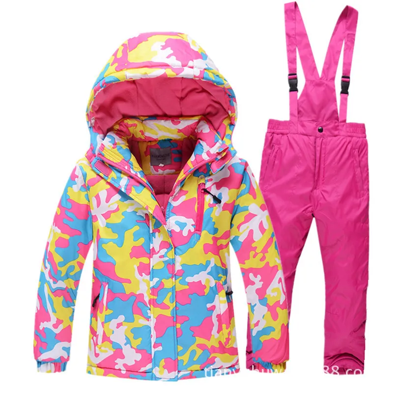 

Girls Ski Suit Winter Outdoor Thermal Ski Jacket For Boy Ski Trousers Waterproof Windproof Parka Kids Snowboarding Suit