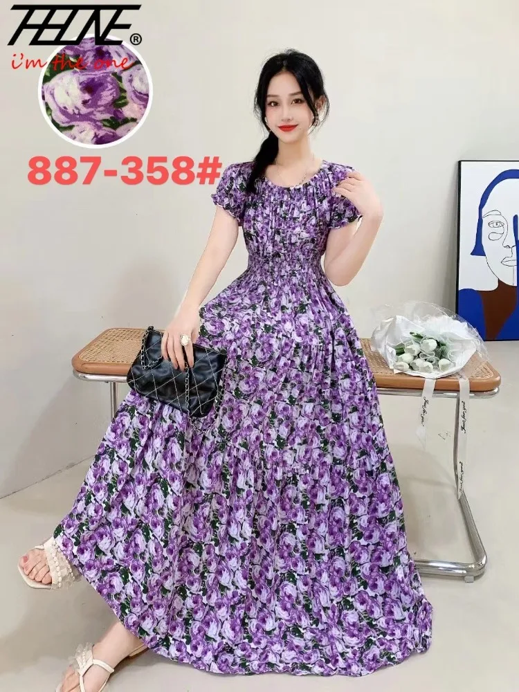 THHONE Vestidos Robe Maxi Long Summer Dress Women Indian Clothes Bohemian Cotton Linen Floral Beach Korean Casual Boho Dresses