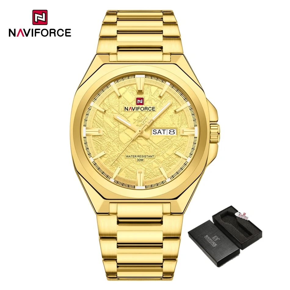Luxury NAVIFORCE Men's Waterproof Stainless Steel Watch with Luminous Display