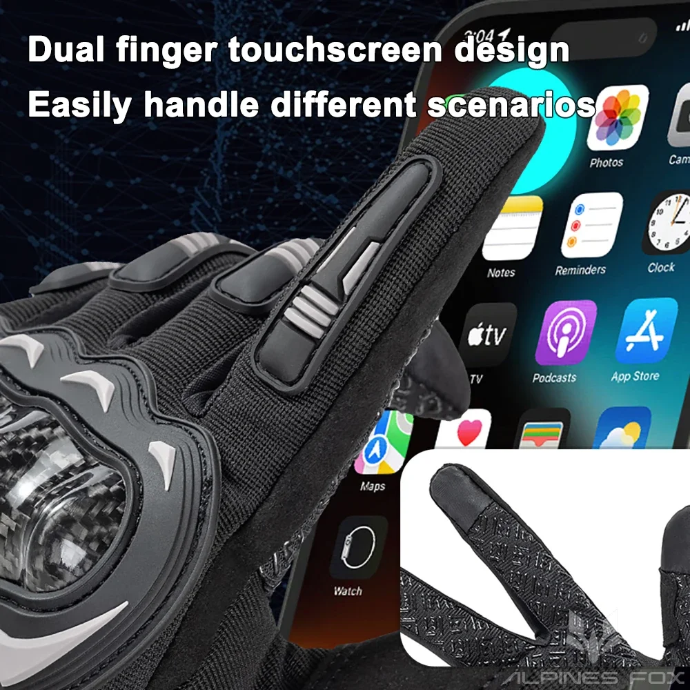 Men's Summer Touch Screen Motorcycle Gloves with Carbon Fiber Protection
