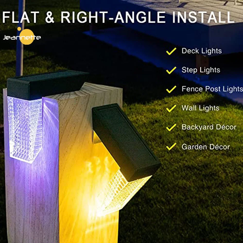 Solar Deck Lights Solar Fence Step Ligh Outdoor Waterproof  LED Lights 7Color Lighting for Powered Porch Stair Aisle Path Garder 4