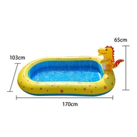 Piscine gonflable pour enfants, adorable piscine pour enfants en forme de dinosaure, 3-en-1, aire de jeux aquatique pour la cour, jouets aquatiques d'extérieur pour tout-petits 3