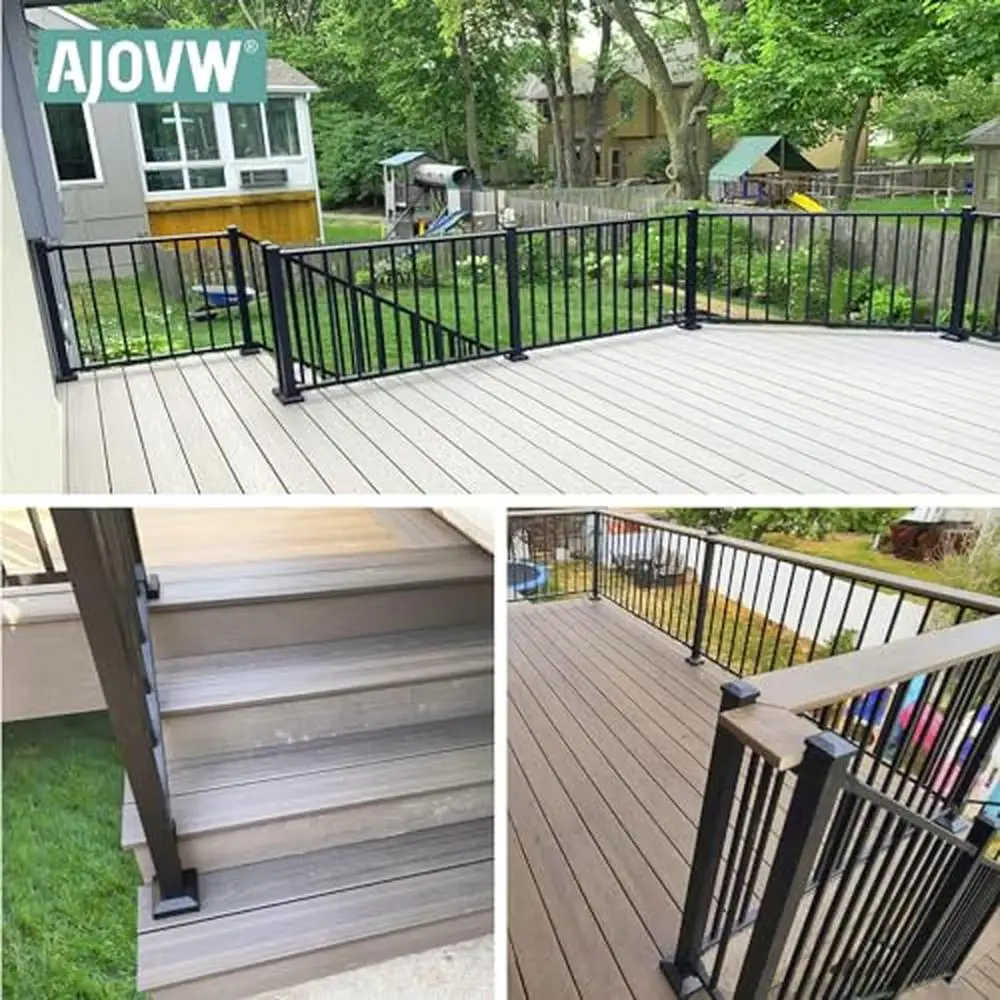 1.25" Aluminum Post Base Cover Balcony Stair Railings Skirt Covers 4Pcs Black Rustproof Waterproof Square Design Split-Pair Card aluminum post base cover