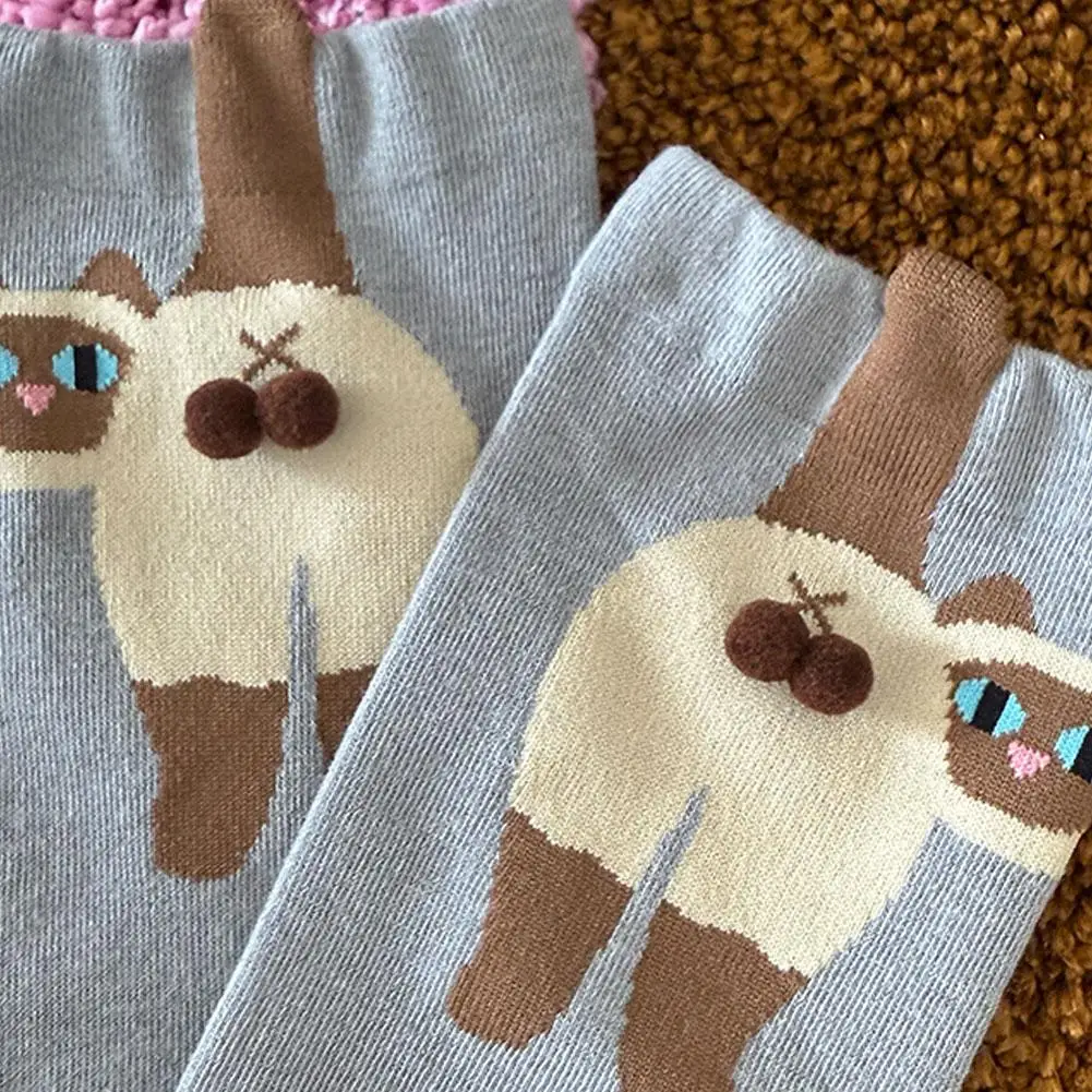 Cat Socks Women's socks Cute funny Three-dimensional kitty Ding Bell Ball Japanese style Mid-calf socks Stocking