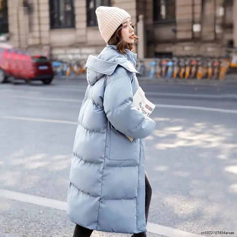 Down padded jacket women's winter clothing new style Korean loose cotton-padded coat mid-length padded jacket bread coat