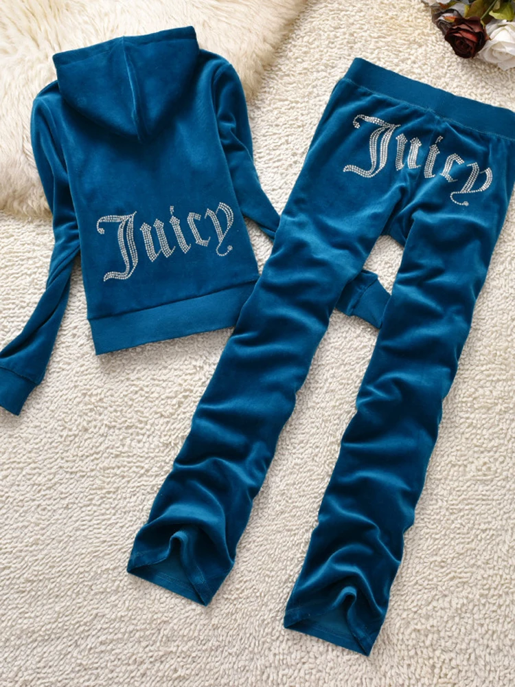 YICIYA velvet zipper sweatshirt and pants Winter Juciy Velvet Tracksuit Velour Suit Juicy Tracksuit Sweatsuit Women's Sport Suit 13