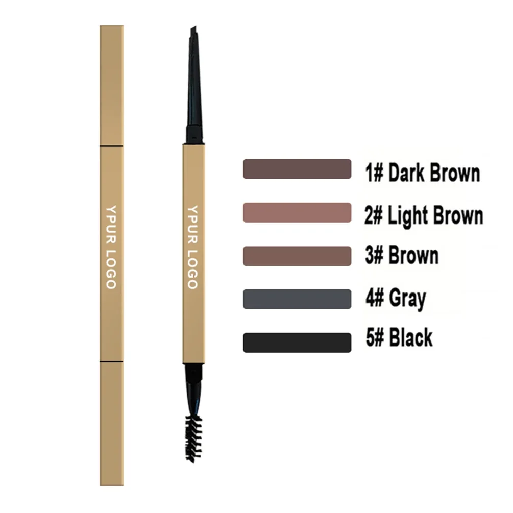 

Private Label Eyebrow Pencil Custom Bulk Makeup Sweatproof Square Double-headed Small Gold Bar Chopsticks Black Paper Box Brow