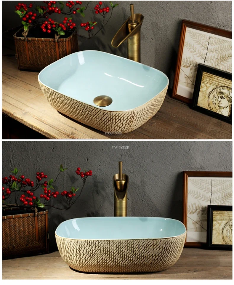 Ceramic Bathroom Sinks Oval Countertop Basin Home Bathroom Amenities Washbasin Small Art Single Basin Bathroom Washbasin N