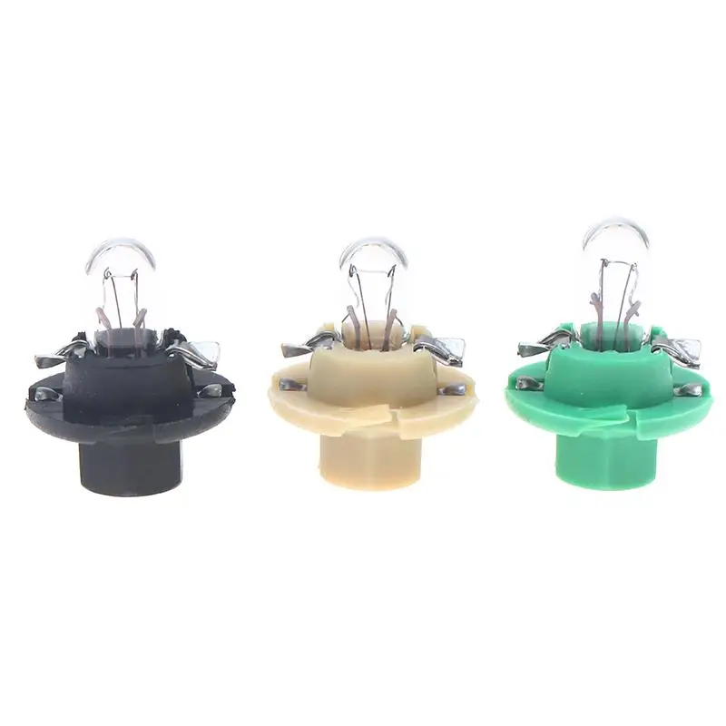 새로운 2pcs T5 전구 램프 자동차 대시보드 계기판 12V 1.2W 1.5W 2W 검정/녹색/노란색 베이스 계기판 표시등 전구