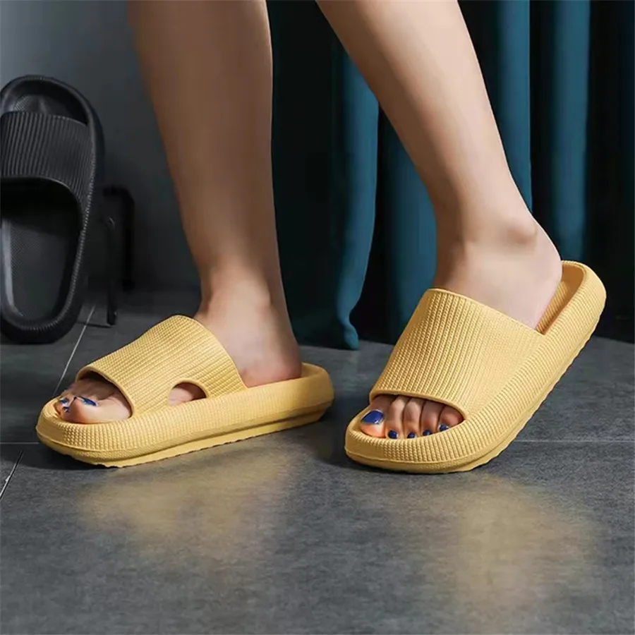 Summer Slippers Women Soild Slides Comfortable Bathroom EVA Cloud Soft Thick Non-slip Indoor Men Flat Heel Home Cushion Shoes 5
