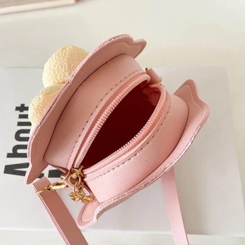 Spring Mini Crossbody Bag for Children Cute Flower Decor Baby Girls Shoulder Bags Kids Toddler Small Coin Purse Handbags Wallet