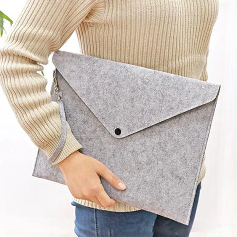 

Portable A4 Felt File Folder Stationery Storage Snap Button Simple Document Bag Office Briefcase Organizers Portfolio Production