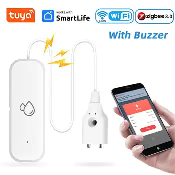 Tuya WiFi ZigBee Water Leak Detector with Buzzer Overflow Level Detector Flood Leakage Security Protection Smart Home 1