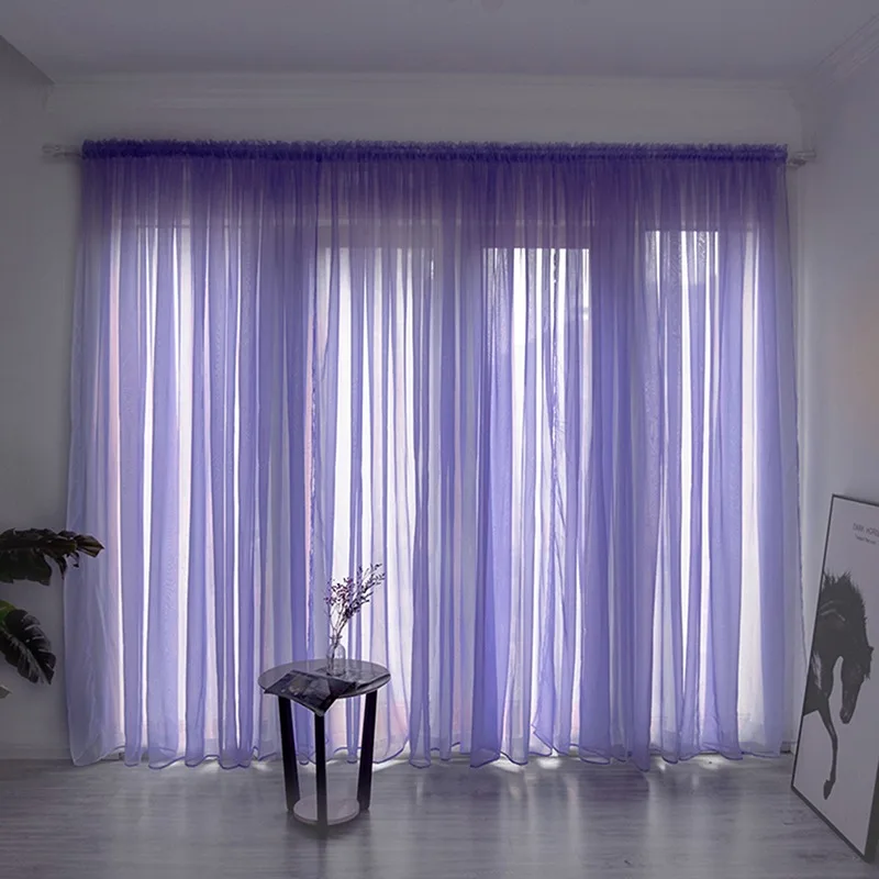 Description Picture 3 of item100x200cm 1PC Solid Color Sheer Curtain For Living Room Window String Curtains Bedroom Drape Panel Tulle Treatments
