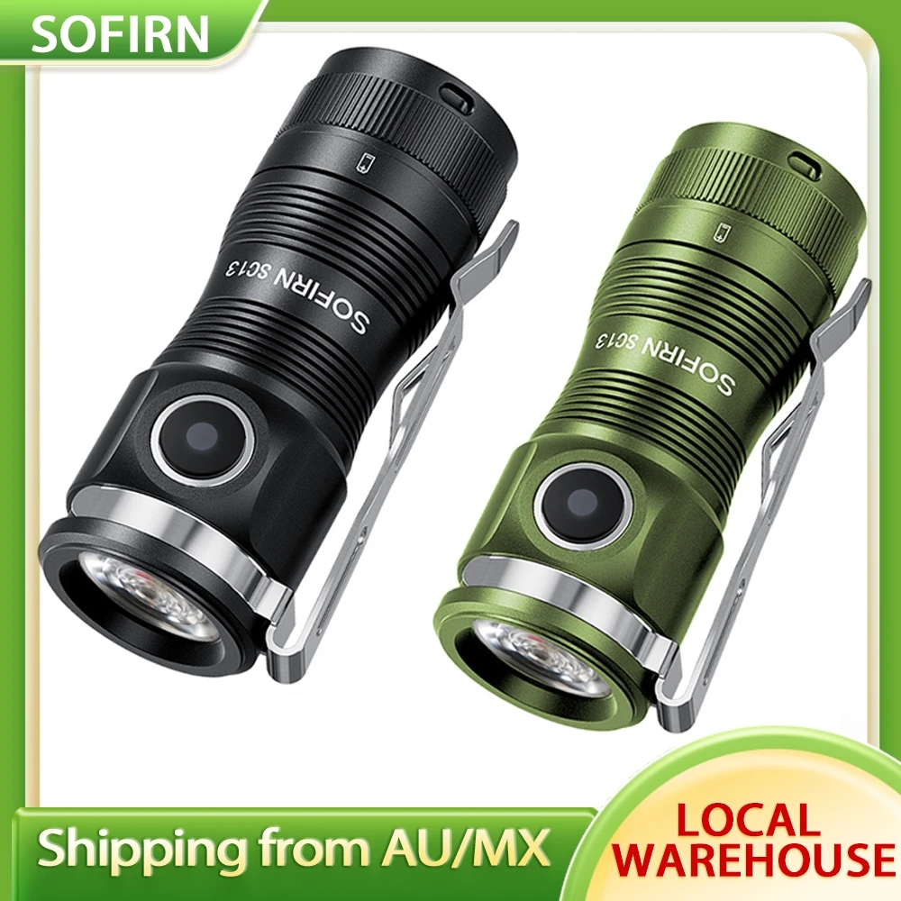 Sofirn Mini SC13 SST40 LED 1300lm Tactical 18350 Rechargeable Flashlight 6000K Keychain Emergency Torch Led Light with Magnetic