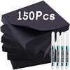Creative Paper Black Sticky Notes with White Marker Pens Self Adhesive Memo Pad Posted It Notepad for School Office 1