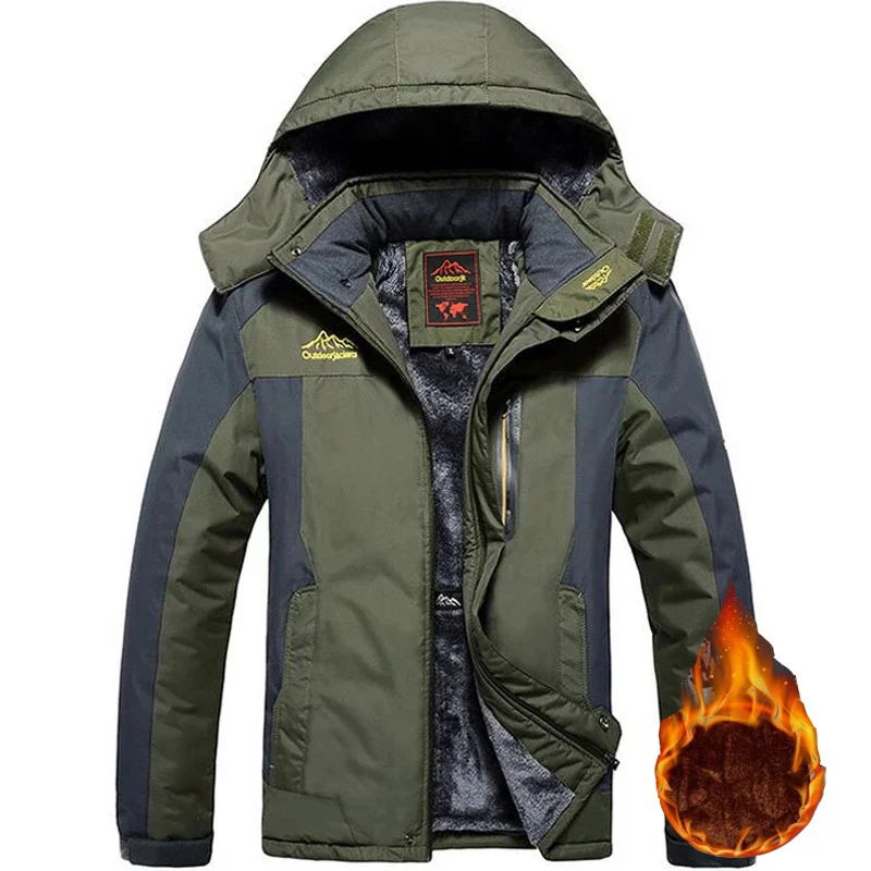 

Зимняя мужская куртка с капюшоном, толстая ветрозащитная куртка на флисовой подкладке, уличная водонепроницаемая верхняя одежда для скалолазания, размер 8XL 9XL