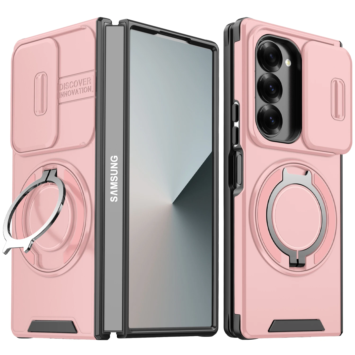 Premium Armor Case with Slide Lens Protection and Magnetic Ring Holder