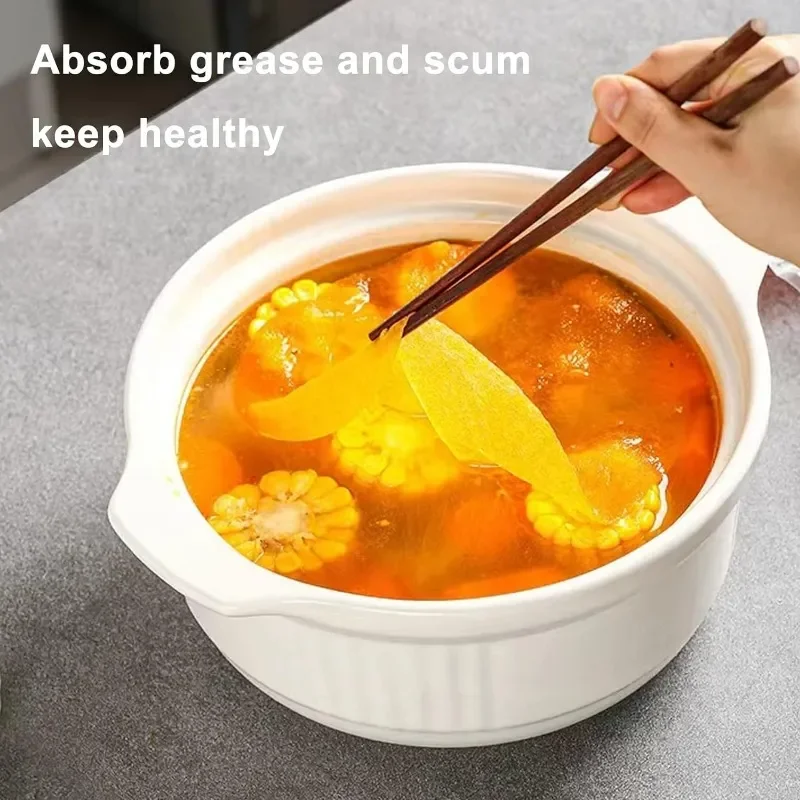 Description Picture 4 of item12/90PCS Soup Disposable Oil-Absorbing Paper Food Grade Cooking Baking Oil Absorption Film Filter Paper Kitchen Tool Accessories