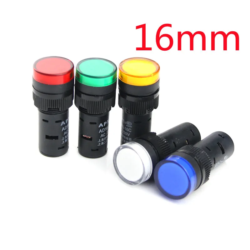 IndicatorSignalLampLightWaterproofad16-16ds16mmAC/DC12V24V110V220V380VRedGreenYellowBlueWhiteLEDBulbs20mA-AliExpress13
