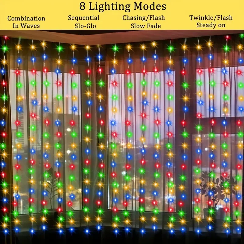 USB Remote Control 8-function Copper Curtain Light String LED Christmas Decoration Courtyard Bedroom Atmosphere Colorful Lights 4