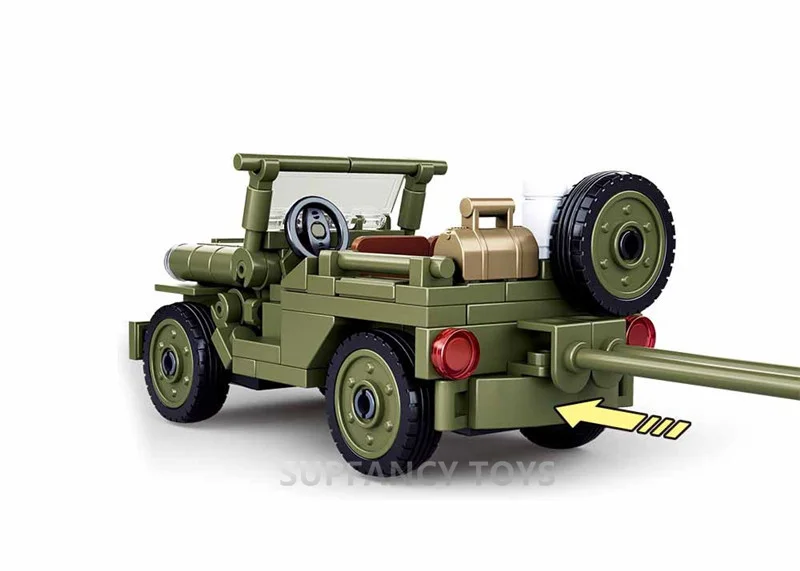 Sluban Normandie Landung US WILLYS Jeep Modell Kinder-Bausteine Militär-Armee-Auto Klassisches Spielzeug – Detail 5