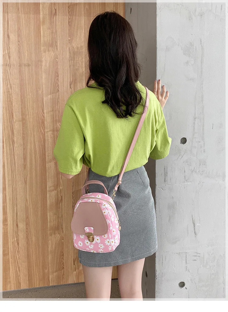 1pcs/lot sweet style woman mini daisy backpack female floral small print double shoulder bag