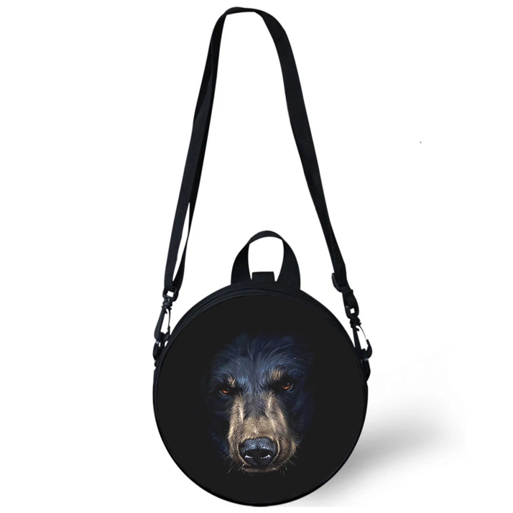 

ferocious personality Bear Child kindergarten Bag 3D Print Crossbody Shoulder Bags School Women Mini Round Bagpacks Rugtas Bag