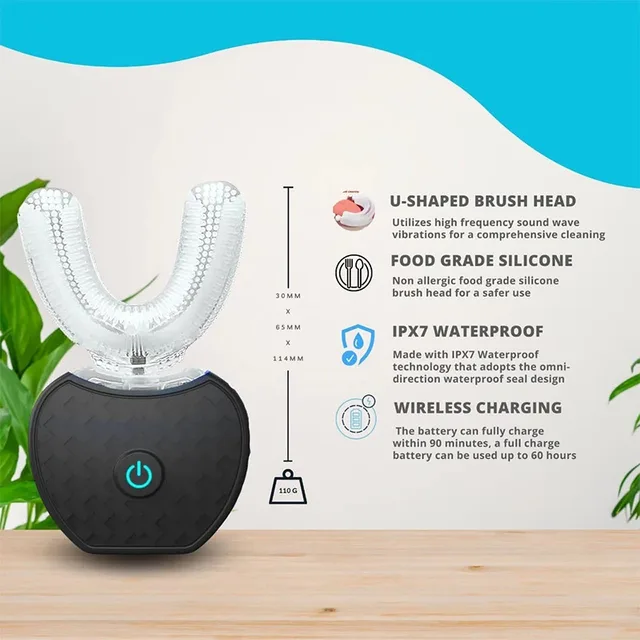 Intelligent Automatic U Type Modes Tooth Brush Sonic Electric Toothbrush USB Rechargeable Tooth Whitening Blue Light 2