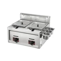 Stainless Steel French Fries Machine 2 Tanks 2 Baskets Commercial Potato Chip Fryer Gas Deep Fryer 1