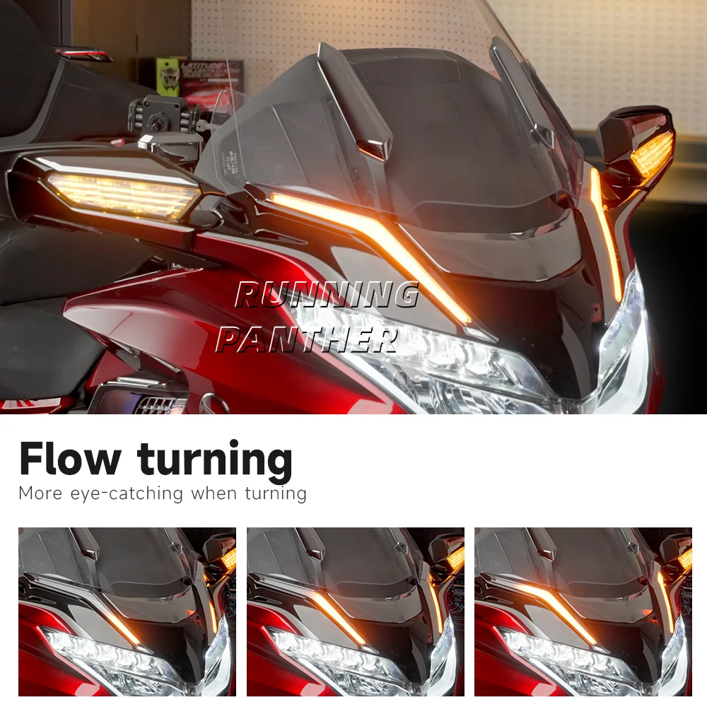 Motorcycle LED Lights Motorcycle Accessories Motorcycle Strike Windshield Trim Lamp Turn Signal Brake LED Light For Honda Gold Wing GL 1800 GL1800 Tour DCT Airbag