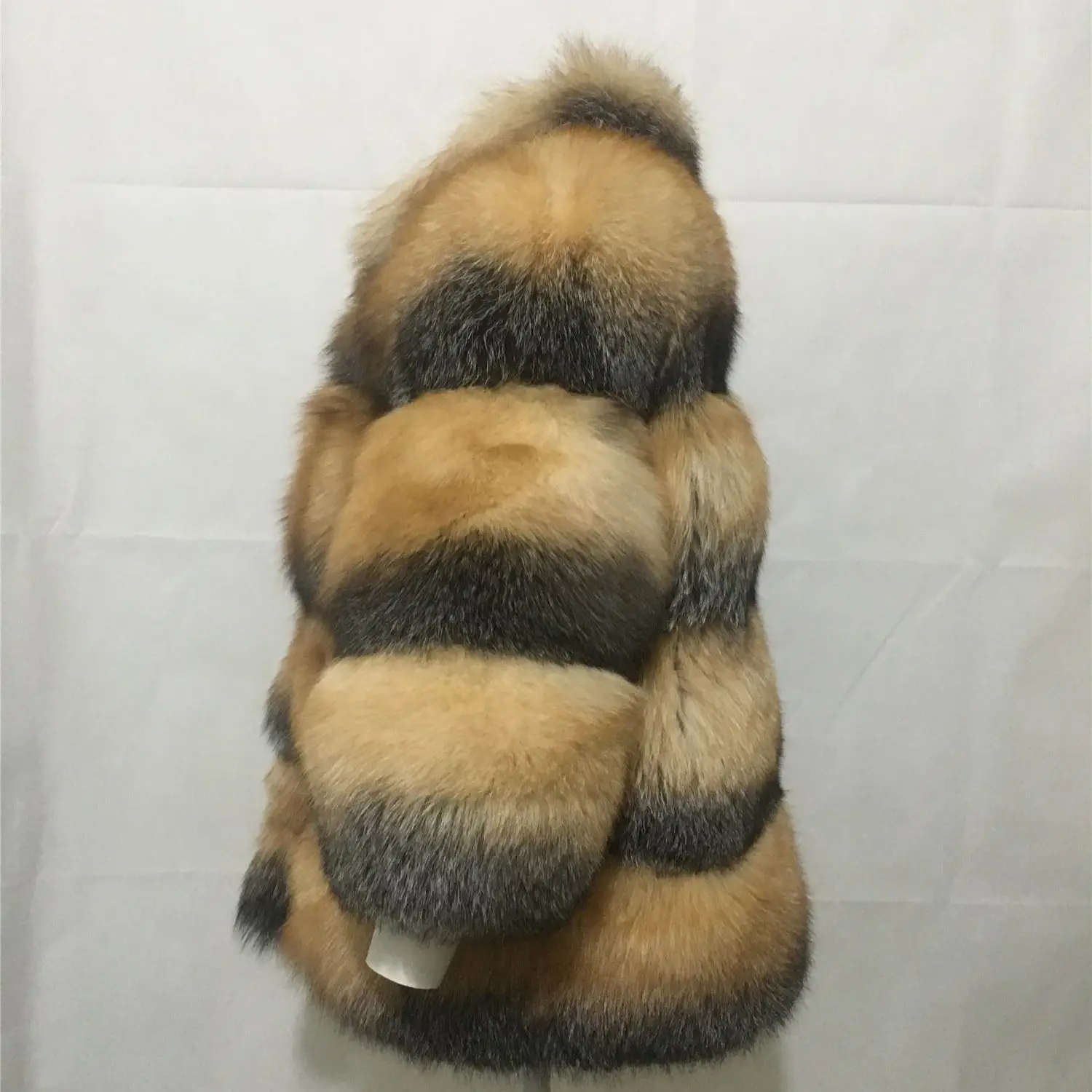 Real Natural Full Pelt Golden Island Fox Fur Coat With Lapel 210733 Women New Winter Warm Furry