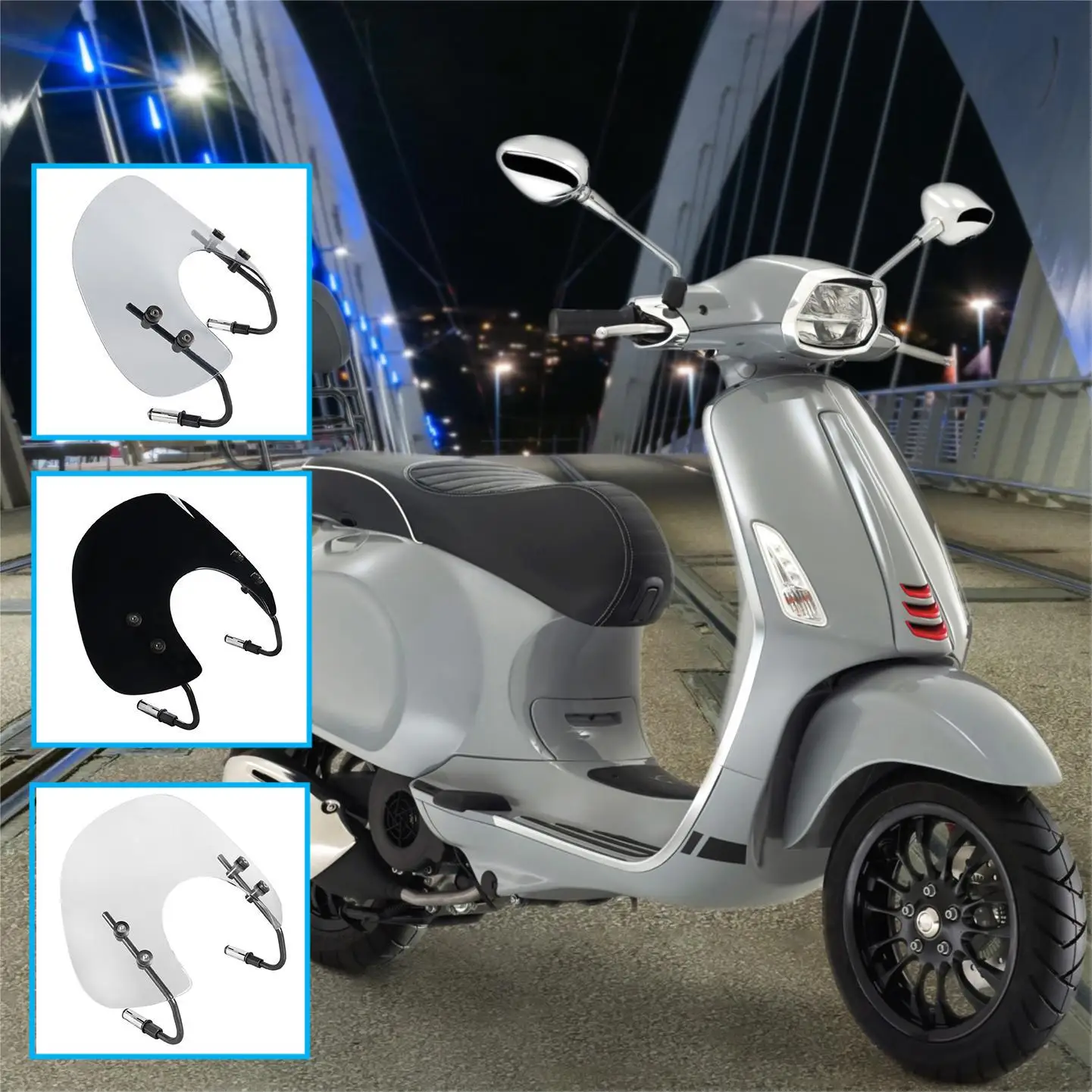 

Windscreen Windshield Wind Air Flow Deflector Visor For Vespa Primavera 50 125 150 2017~2022 With Bracket Motorcycle Accessories