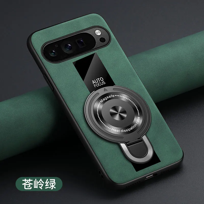 Luxury Shockproof Case with Magnetic Ring Holder - Plexiglass, PU Silicone, and Sheepskin Leather