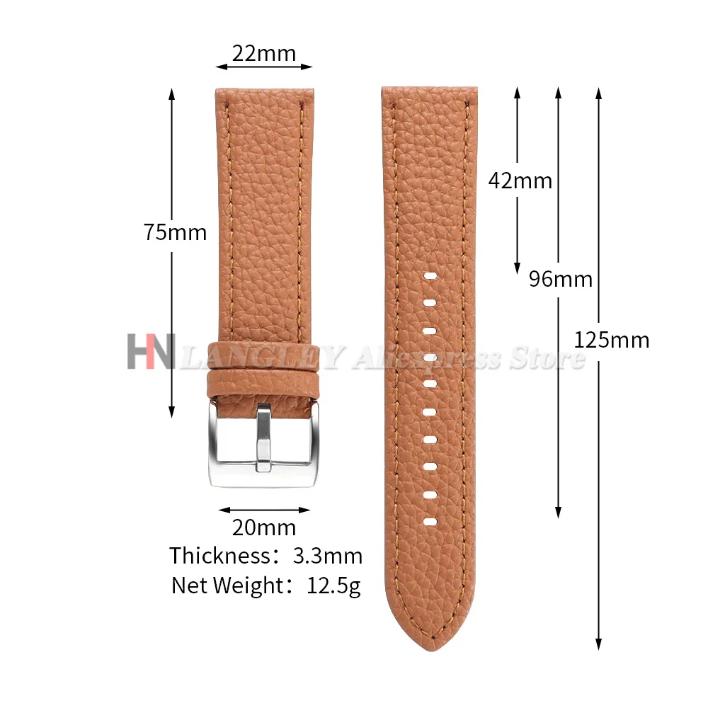 Lychee Pattern Soft Leather Watch Strap - Waterproof Bracelet