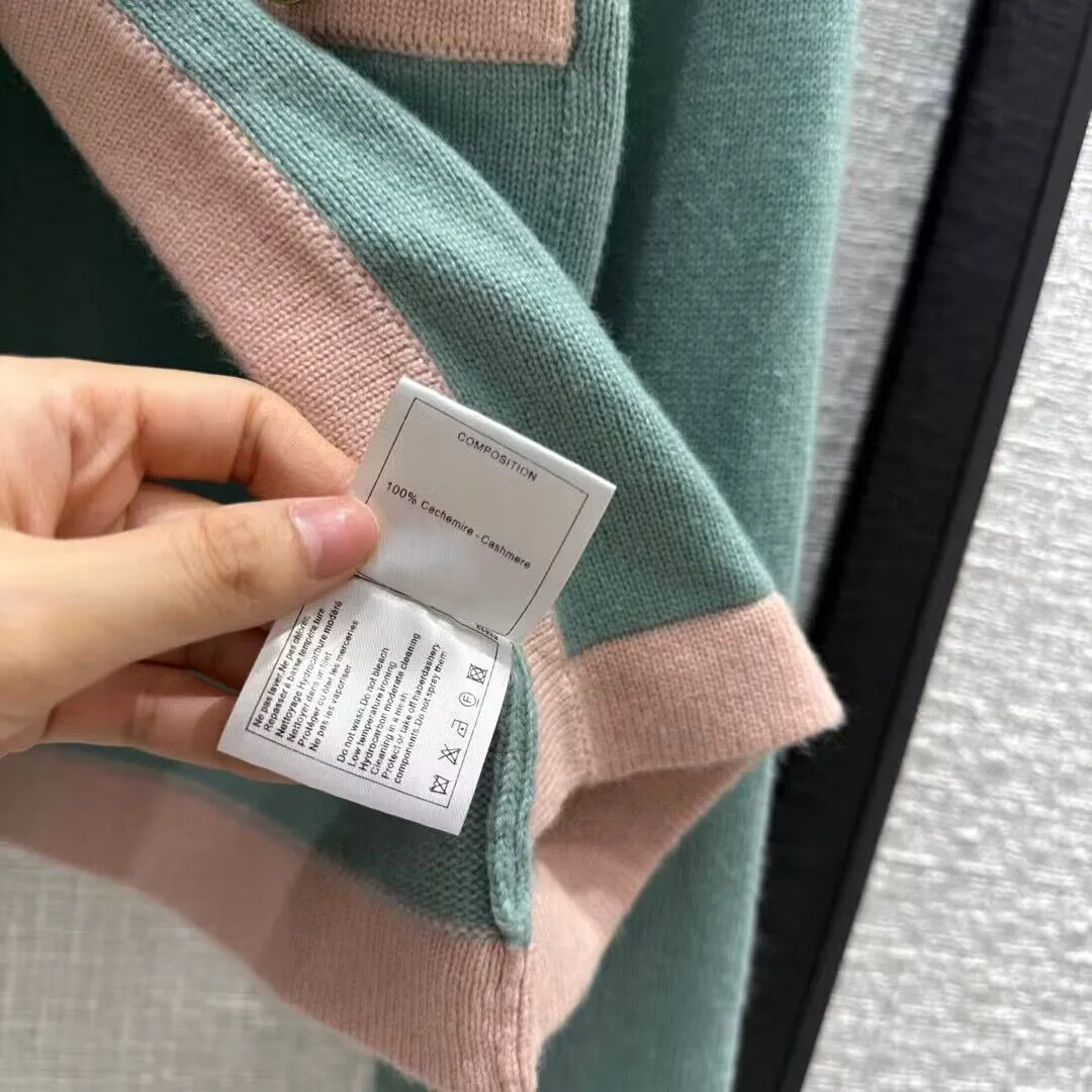 여성용 캐시미어 니트 짧은 디자인 가디건, 줄무늬 패치워크 O-넥 전면 더블 포켓 버튼, 귀여운 스웨터, 가을 패션, 신상