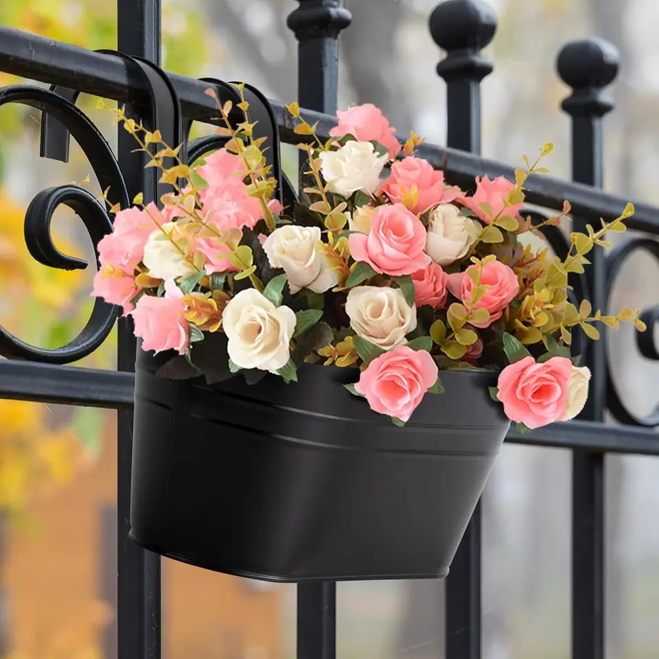 Boho Style Outdoor Metal Rail Planters 6 Pack