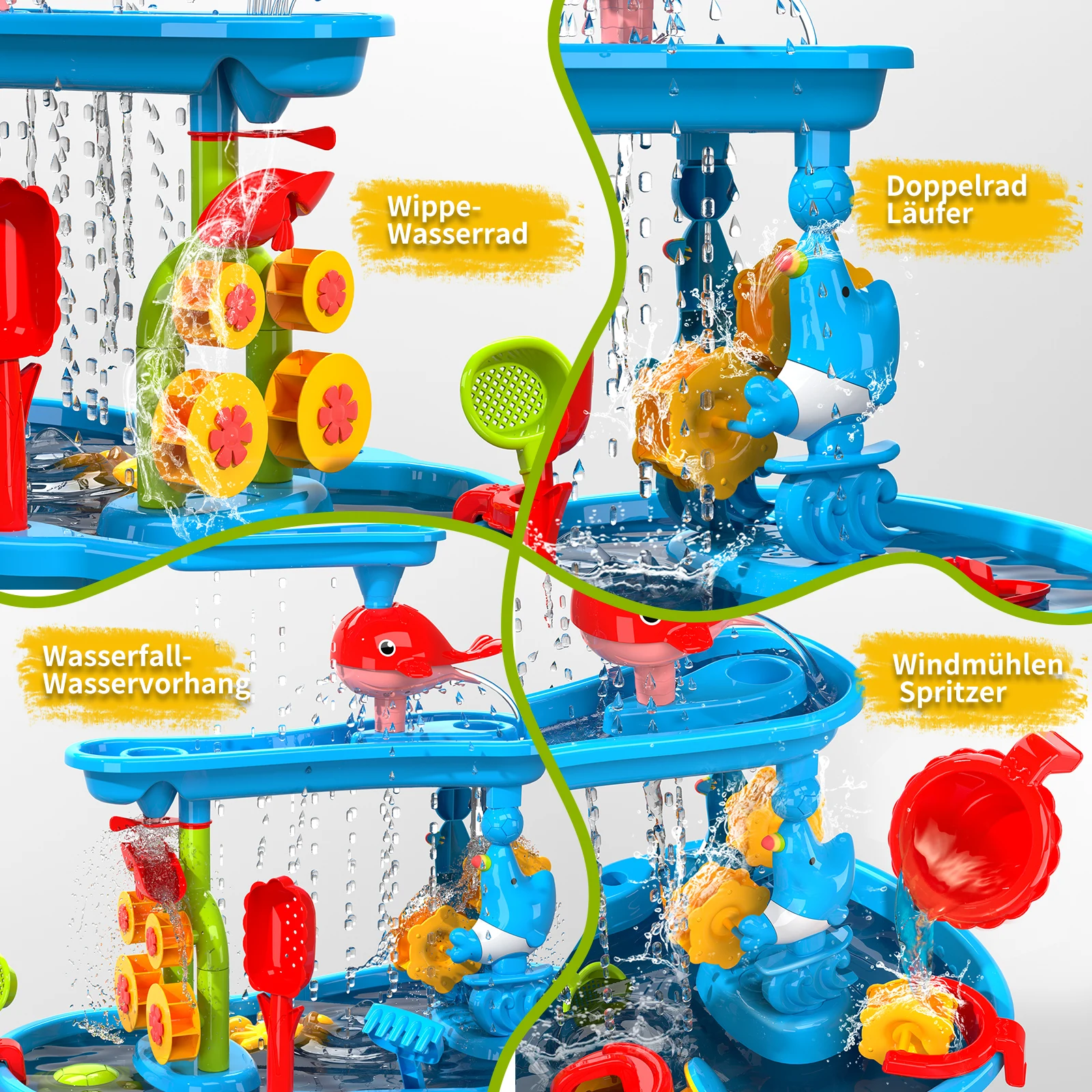 Sand water game table toy 3-Tier Outdoor Water Play Table Toys for Tables Summer Beach Toys for Outside Backyard for Kids age3-8 3