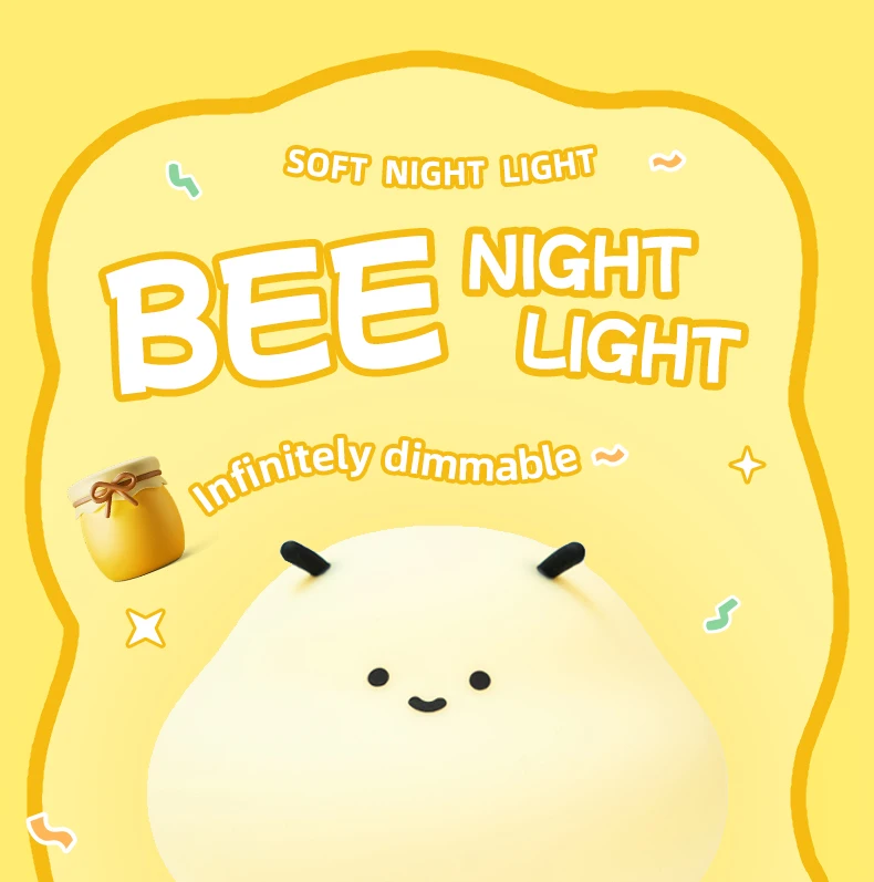 LED Night Lights Bee Creative Bedside Room Decoration Atmosphere LED Light Desk Lamp Nightlight for Kids Christmas Birthday Gift