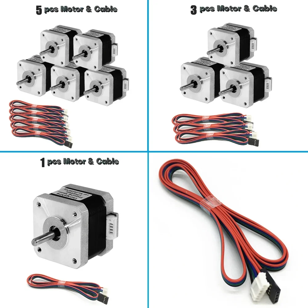 3D 프린터 조각기 기계 CNC 키트용 Nema 17 스테퍼 모터, 42mm 플랜지, 42N.cm, 4 리드, 1.5A, 2 상 스테퍼 모터