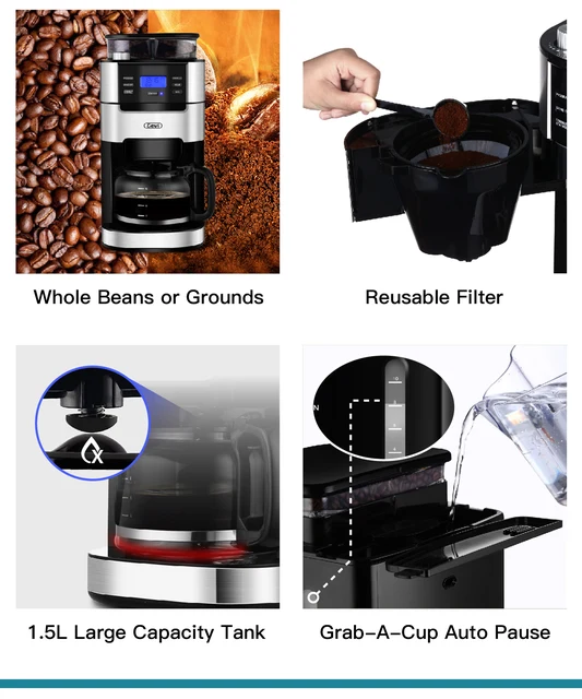 Gevi Drip Coffee Machine 4 Cups Small Coffee Maker with Reusable Filter  Warming Plate Coffee Pot for Home and Office GECMD008-U - AliExpress