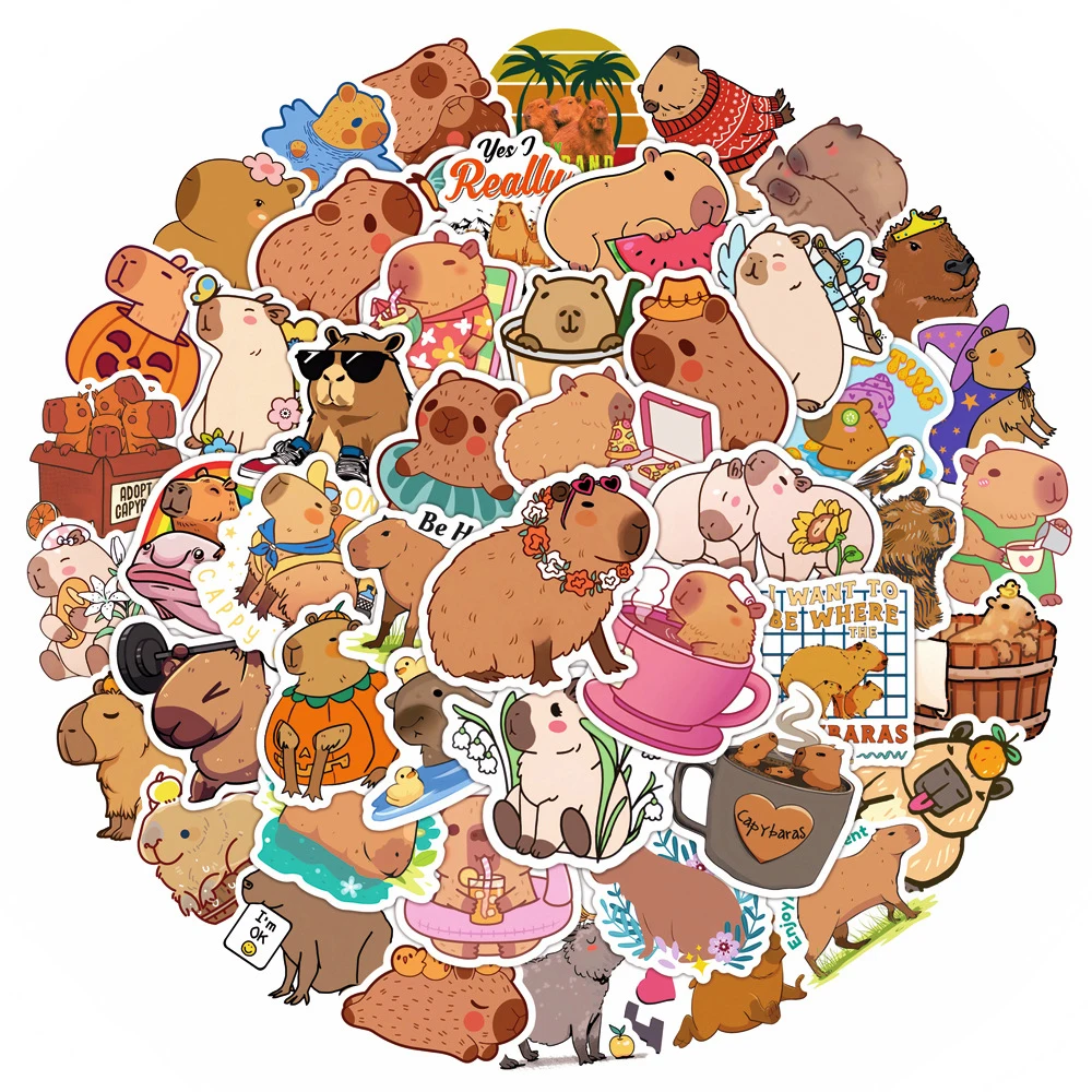 10/30/50PCS Cute Cartoon Capybara Graffiti Stickers Aesthetic Decoration DIY Laptop Fridge Notebook Stationery Sticker Kids Toys stationery a5 notebook aesthetic