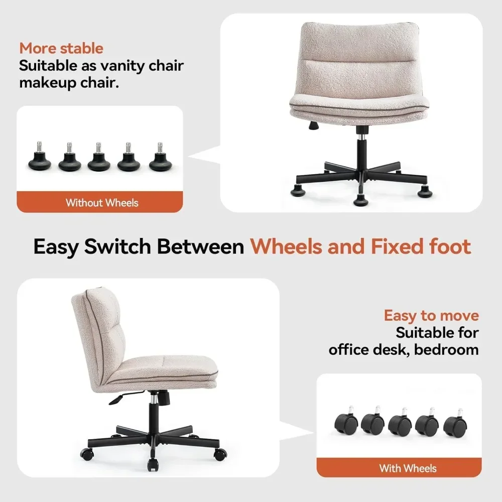 "ergonomic swivel desk chair with faux fur seat for comfortable home office use"