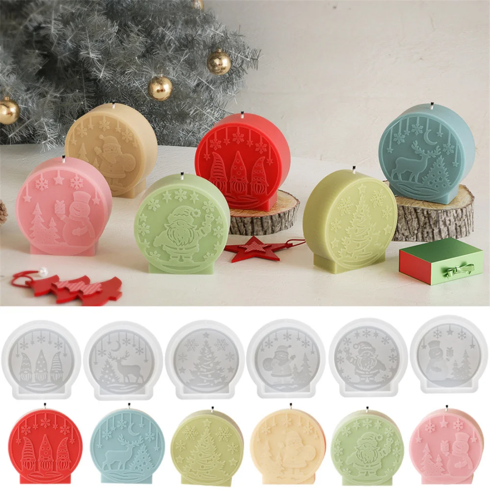 Description Picture 3 of itemChristmas Ornaments Silicone Candle Mold DIY Scented Candle Relief Snowman Elk Plaster Resin Soap Molds Home Christmas Decor