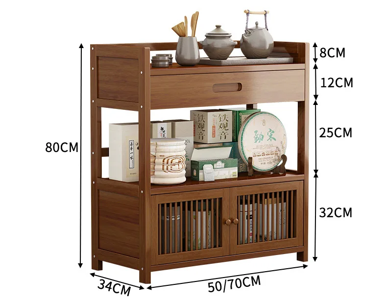 Bamboo kitchen tea cabinet home dining sideboard living room shelf tea table office set sundries storage cabinet