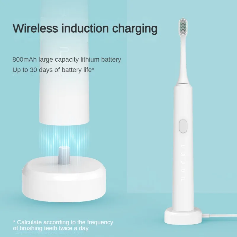 

Ultrasonic Electric Toothbrush with Wireless Charging Holder Soft Bristle IPX7 Waterproof Smart Rechargeable Adult Unique Design