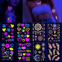 Fluorescent Sticker Luminous Temporary Tattoos Stickers UV Glow Fluorescent Bull Tattoo Waterproof For Body Art Decals 1